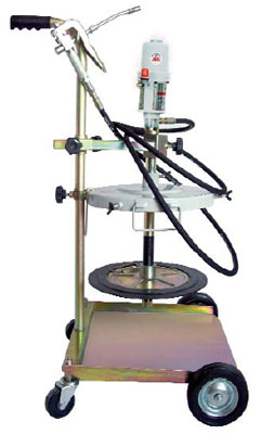 Voziček z opremo za delo z mazivi